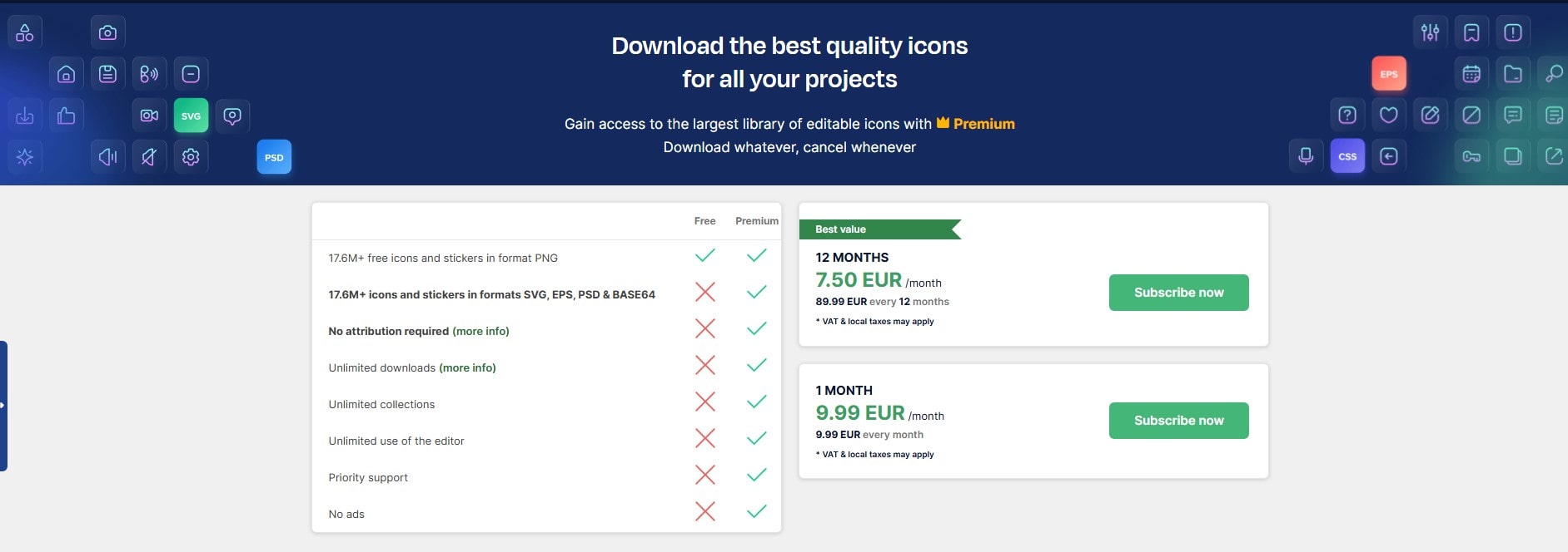 Flat Icon Site Subscription Fees